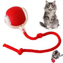 1Pcs The Interactive Cat Toy Is Suitable For Indoor Cats. It Features A Fast Ball With A Tail. The Automatic Moving Cat Ball Is Perfect For Bored Adult Indoor Cats. It Has Dual-Speed Adjustment And 360 ° Automatic Ball Rolling - 紅色 - 查看 1