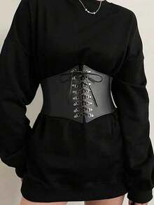 1pc Women's Retro Lace-Up Waist Belt, Suitable For Festive Events Or Daily Wear