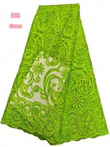 5 Yards/1 Yard High Quality French Mesh Lace Fabric, African Lace Embroidery, Nigerian Sequin Sheer Lace, Suitable For Sewing, Party, Wedding Fabric, Green - Multicolor - View 19