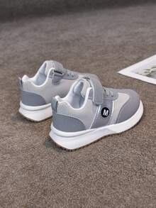 Spring New Kids Sports Shoes, Fashion Boys Casual Shoes, Hook And Loop Student Girls Running Shoes - Grey - View 3