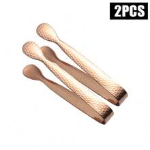 2pcs Elegant Hammered Stainless Steel Ice Tongs, Suitable For Bar Ice Cubes/Sugar Cubes/Lemon
