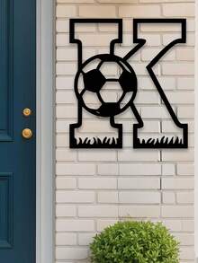 1 pieza Decoración de pared para exteriores, Logotipo inicial, Letra entrelazada de fútbol de metal, Decoración de arte de pared, Decoración de pared de metal clásica de fútbol, Material resistente, Calidad superior, Diseñado con un tema de fútbol, Adecuado para el hogar, la oficina, el dormitorio, la sala de estar, el jardín y otras escenas, Un regalo ideal para los fanáticos del deporte, Una decoración de logotipo de metal personalizada artística y moderna, Una excelente opción para regalos de inauguración de la casa, cumpleaños y días festivos, decoración de habitaciones, decoración de dormitorios, hogar - Multicolor - Ver 5