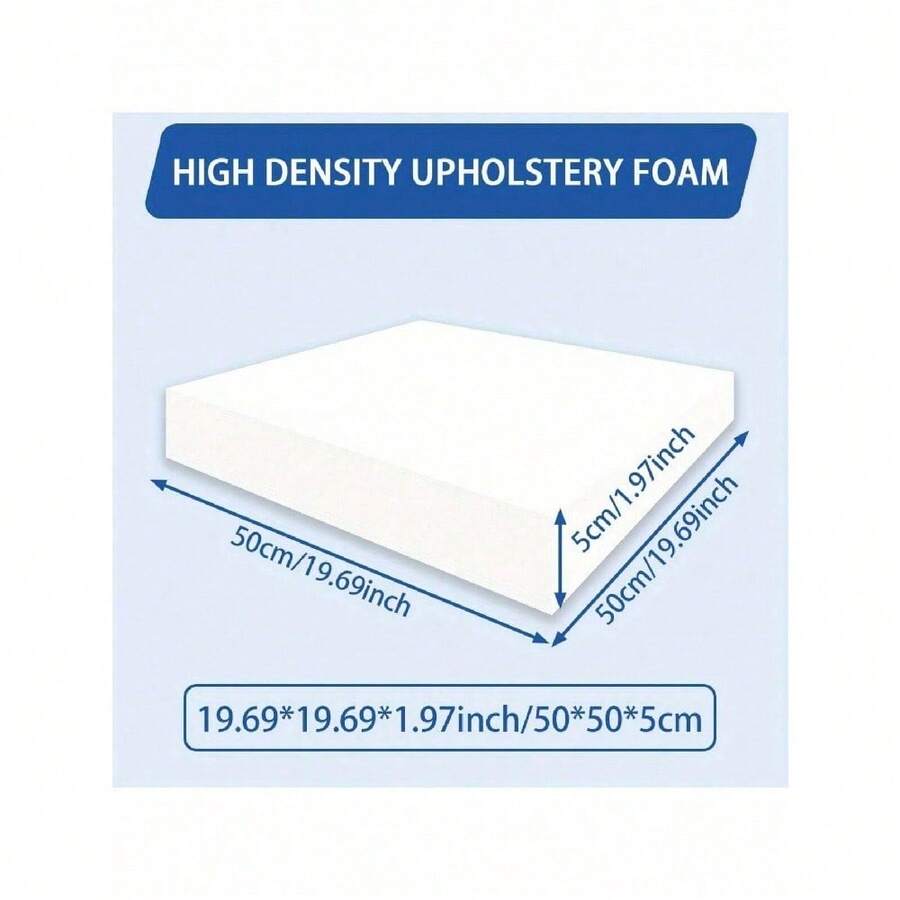 45D High Density Foam Seat Cushion 19.69"X19.69"X1.97" - Provides Firm Support For Dining Chair Seats And Wheelchair Replacements | Premium Foam, Durable Comfort, White, Black, Gray (50*50*5cm) - Black - View 1