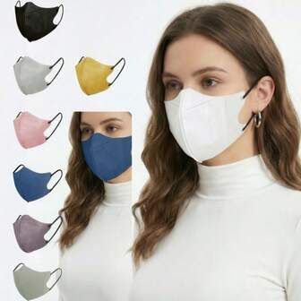 10pcs/Pack Plus Size Solid Color 3D Disposable Non-Woven Dust-Proof Sunscreen Face Mask For Adults