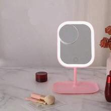 LED化妆镜，3种灯光模式，触控操作，便携式支架，可折叠便携化妆镜，旅行化妆镜，可充电，LED化妆镜，送给女性的绝佳圣诞礼物 - 彩色 - 查看 8