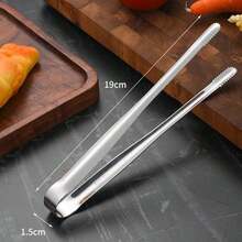 1pc Stainless Steel Barbecue Tongs - Non-Slip Food Clip, Suitable For Grilling, Great For Holding Steak And Bread, Party Kitchen Tool, Essential Kitchen Accessory
