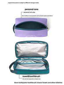 1pc Purple, Green, Gray, Orange Dry Wet Separation Wash Bag Waterproof Bathroom Hot Spring Bathhouse Storage Bag Travel Large Capacity Makeup Bag - Multicolor - View 11