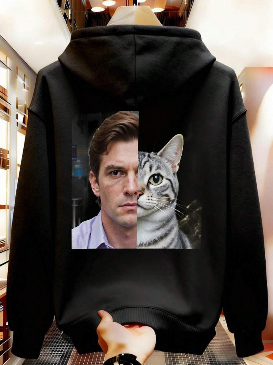 Sudadera con capucha para hombres estudiantes, estilo básico multicolor, estilo compañero de clase QPMI - Negro - Ver 1