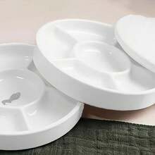 Paletă de acuarelă de înaltă calitate, asemănătoare ceramicii albe, cu capac, compartimente multiple pentru amestecarea convenabilă a culorilor, potrivită pentru artiști și studenți - o marime - Vizualizare 5