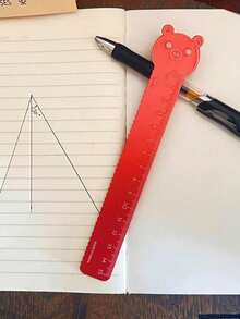 1 pieza Regla de aleación de aluminio de 20 cm de grosor, regla con forma de animal lindo para estudiantes, dibujo, pintura, uso de oficina, herramienta de medición multiusos con marcas claras - 20cm - Ver 4