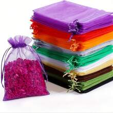 30个大号白色缎面袋，6.7*9英寸透明缎面袋，礼品袋，珠宝袋，派对，婚礼，样品展示袋，适用于婚礼派对生日包装 - 彩色 - 查看 9