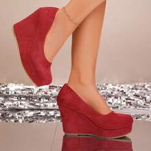 Zapatos de tacón alto con plataforma roja de mujer - Rojo - Ver 6