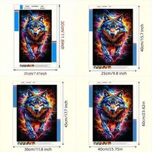 1 Conjunto Kit de Pintura de Diamante 5D, Pintura de Diamante de Lobo de Chama Colorida Completa para Decoração da Sala de Estar, Série Animal Pintura de Diamante Artesanal DIY, Decorações de Natal - Multicolorido - Visão 4