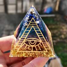 Stonehaven 1 Kim tự tháp Orgone Lapis Lazuli và Thạch anh tím, kích thước 6cm và 6,5cm - Thu hút năng lượng tích cực, giảm căng thẳng, tăng cường chữa lành luân xa - Đá thiền thạch anh tím, quà tặng sáng tạo - Nhiều màu - Xem 7