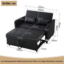 [With Sleeping Function] Multifunctional Sofa Bed, Extendable Double, 3 Adjustable Levels, Waterproof PU Material, Easy To Convert Into A Bed - Black - View 10