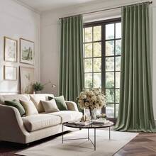 Olive Green Pinch Pleated Curtains 96 Inches Long, Thermal Insulated Window Drapes With Hooks, Soft Track System Panels Living Room, W38 X L96, 2 Panels, Home Decor - 鼠尾草綠 - 查看 2