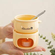 1个，西式巧克力火锅陶瓷杯，陶瓷可拆卸奶酪、奶酪、冰淇淋和奶酪融化炉，圣诞节、感恩节和万圣节的理想礼物，派对用具，高端用具，奶酪融化装置，甜点锅。 - 彩色 - 查看 10