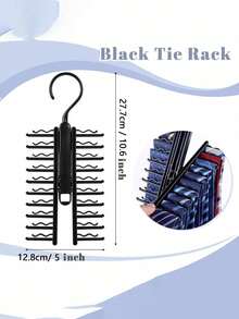 1 pieza Perchero de corbatas, Perchero multifuncional para corbatas, bufandas, cinturones, pañuelos de seda y pajaritas, Perchero de corbatas negro, Organizador, Perchero de ropa, Soporte, Práctico perchero de corbatas negro, Soporte organizador de corbatas y cinturones, Organizador de armario ahorra espacio, Fijador de corbatas y cinturones ahorra espacio, Equipado con soporte giratorio y clips antideslizantes - Negro - Ver 4