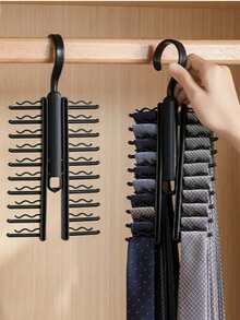 1 pieza Perchero de corbatas, Perchero multifuncional para corbatas, bufandas, cinturones, pañuelos de seda y pajaritas, Perchero de corbatas negro, Organizador, Perchero de ropa, Soporte, Práctico perchero de corbatas negro, Soporte organizador de corbatas y cinturones, Organizador de armario ahorra espacio, Fijador de corbatas y cinturones ahorra espacio, Equipado con soporte giratorio y clips antideslizantes - Negro - Ver 7