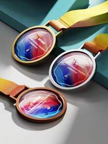 Customized Personalized Acrylic Round Medal With Photo, 3 Styles, Anniversary And Corporate Recognition Medal For Celebrating Special Days, Custom Acrylic Photo Medal Award - Multicolor - View 3