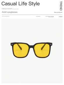 1 PC Men's Classic Iconic Square Frame Fashion Glasses, Lightweight Lenses For Party