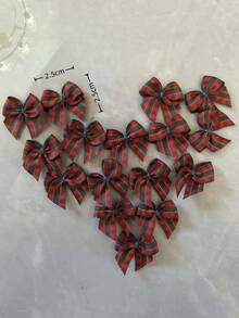 500/200/50/20pcs Christmas Gift Wrapping Bow - Handmade Red, Gold And Green Plaid Pattern Bow Decoration, Heart Bow, DIY Hand-Made Bow, Clothes, Bags, Bow, Suitable For Gifts And Handicrafts, Christmas, Christmas Decorations, New Year, New Year's Day, Valentine's Day, Mother's, Valentine's Day Party, Home Decor, Home Gifts - Multicolor - View 2