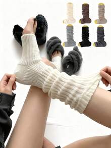 1/2/3 perechi de șosete pentru femei, șosete japoneze stivuite, șosete de toamnă și de iarnă, șosete lungi tricotate gri, acoperitoare pentru picioare cu mătase neagră, pentru a arăta subțire, șosete lungi JK de primăvară și de toamnă, pentru căldură de iarnă - Manșe pentru picioare și picioare - Vizualizare 2
