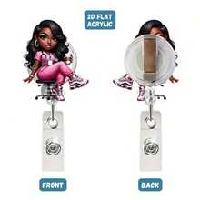 Giá đỡ thẻ ID mở rộng có giá đỡ thẻ ID bằng nhựa vinyl dễ thương cho y tá và sinh viên - Kẹp nhựa ABS, dây đeo màu trắng và thẻ tên nhân viên y tế màu đen, phụ kiện đồng phục, dây đeo bền Hệ thống quà tặng cho y tá - Nhiều màu - Xem 15