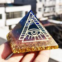 Stonehaven 1 Kim tự tháp Orgone Lapis Lazuli và Thạch anh tím, kích thước 6cm và 6,5cm - Thu hút năng lượng tích cực, giảm căng thẳng, tăng cường chữa lành luân xa - Đá thiền thạch anh tím, quà tặng sáng tạo - Nhiều màu - Xem 5
