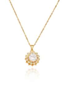 Pendentif tournesol rotatif, ton or/argent, collier décoratif minimaliste en zircone cubique, convient pour les cadeaux, les fêtes et les banquets - Multicolore - Voir 8