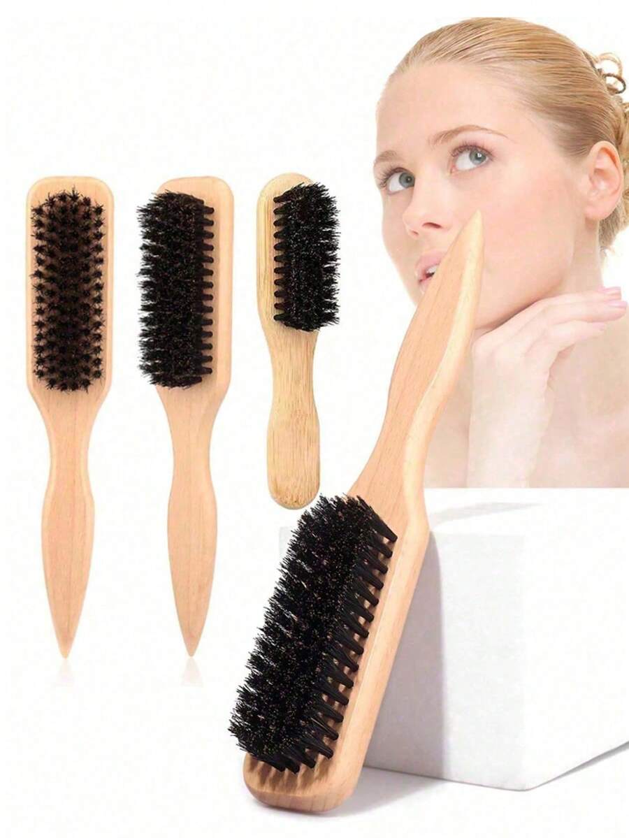 1 lược chải râu lông lợn rừng Unisex, giúp tạo kiểu tóc đuôi ngựa bóng mượt, thuần hóa tóc xoăn, kiểm soát đường chân tóc, lược gỡ rối - Có đuôi thuôn rộng giúp dễ dàng rẽ ngôi, tạo kiểu, đánh bóng và làm mượt tóc, phù hợp cho cả nam và nữ, được đề xuất làm quà tặng Giáng sinh