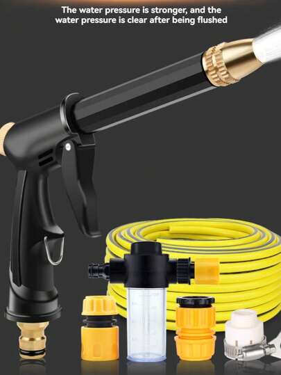 Heavy Duty Pressure Washer Hose - High Pressure Cleaning Spray Gun, Suitable For RVs, Trucks, Boats And Home Cleaning | Durable Black Spray Gun Hose For Outdoor Maintenance And Watering. (Random Style Shipped)