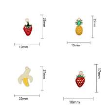 每包包含10件水果饰品，包括樱桃、菠萝、香蕉、油滴、合金首饰、小吊坠、DIY手链、项链、耳环和包包挂件。 - 彩色 - 查看 2
