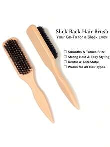 1 Peça Pente Liso de Cerdas de Javali Unissex, Escova de Barba, Ajuda a Criar Rabo de Cavalo Liso, Domar Cabelos Rebeldes, Controlar a Linha do Cabelo, Pente Desembaraçador - Com Cauda Larga e Afilada para Fácil Separação, Penteado, Polimento e Alisamento do Cabelo, Adequado para Homens e Mulheres, Recomendado como Presente de Natal - Multicolorido - Visão 8