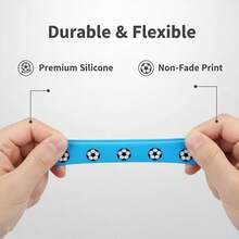 10 sztuk gumowych opasek sportowych o tematyce piłkarskiej, silikonowe opaski na nadgarstek kibica Mistrzostw Świata w piłce nożnej, mały prezent urodzinowy - Wielokolorowe - Zobacz 6