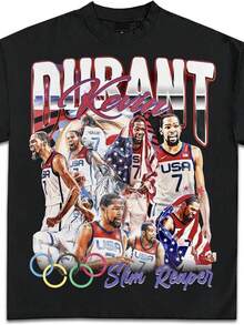 Durant The American Slim Reaper Graphic T-Shirt _ Premium Quality Heavyweight Basketball Shirt For A - màu đen - Xem 1