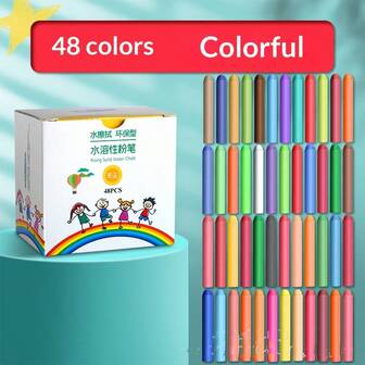 Washable Dust-Free Solid Chalk For Blackboard - No Mess, Erasable, | Back-To-School Chalk Set With Storage Box, Colorful Sidewalk Chalk For Outdoor Art & Games