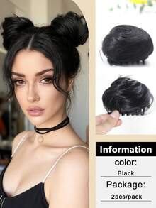 Messy Claw Clip Bun, Softball Hair Piece, Synthetic Wig For Parties And Dances, Suitable For All Women To Add Volume, Single Clip-In Synthetic Wig, Suitable For Halloween Parties And Music Festivals. - Natural Black - View 14