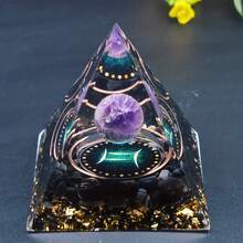 1pc Twelve Constellations Orgone Pyramid - Taurus/Scorpio/Leo/Pisces/Cancer/Virgo/Libra/Aries/Gemini/Aquarius Amethyst - Gift Tool, Home Decor