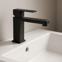 Luxury High Single Lever Basin Tap Matte Black Square - Black - View 11