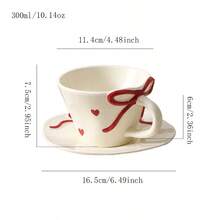 1 Bộ tách cà phê và đĩa lót hình nơ nổi, Bộ tách và đĩa lót hình trái tim tráng men, Đĩa tráng miệng hình nơ, Cốc cà phê/cốc bất đối xứng được kẹp bằng tay, Bộ tách và đĩa lót trà chiều gia dụng - Nhiều màu - Xem 13