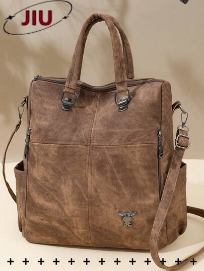 Anti-Theft Vintage PU Soft Leather Women's Backpack, Multi-Functional Fashion Daily Bag, Multi-Pocket Lightweight Travel Bag, Large Capacity Minimalist School Bag, Suitable For Students, Nurses, Teachers, Business People, Travel, Commuting, Shopping, Office, Dating, Hiking, Training, Work, Birthday Gift, Holiday Gift