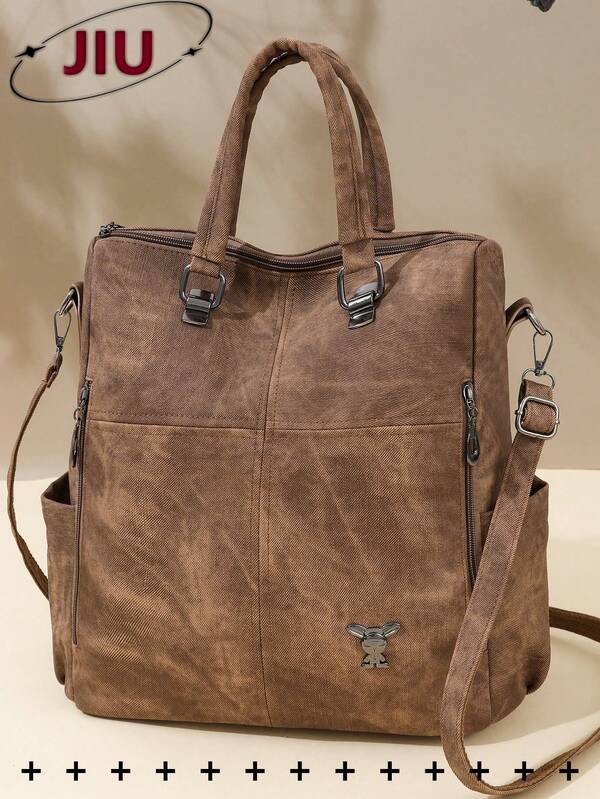 Anti-Theft Vintage PU Soft Leather Women's Backpack, Multi-Functional Fashion Daily Bag, Multi-Pocket Lightweight Travel Bag, Large Capacity Minimalist School Bag, Suitable For Students, Nurses, Teachers, Business People, Travel, Commuting, Shopping, Office, Dating, Hiking, Training, Work, Birthday Gift, Holiday Gift