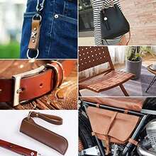 Correa de piel plana de 1 pulgada de ancho para manualidades, tiras de piel de grano completo para manualidades, herramientas, cinturón, herramientas de jardín (2 mm de grosor, 72 pulgadas de largo - Marrón - Ver 4