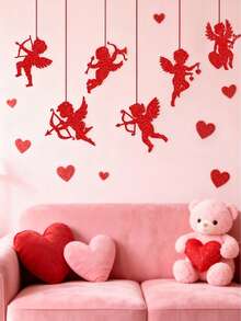 8 件/套 20 厘米/7.87 英寸丘比特挂饰，丘比特吊坠，适合情人节、婚礼派对装饰，1 件/8 件套装 - 紅色 - 查看 2