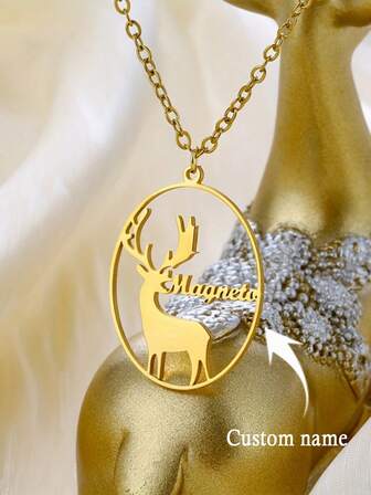 1 pieza Colgante personalizable, Collar con nombre de Navidad, Reno de Navidad con 1-2 nombres, Colgante personalizado, Adornos navideños, Adecuado para Navidad, Halloween, parejas o familia, regalo sorpresa para amigos