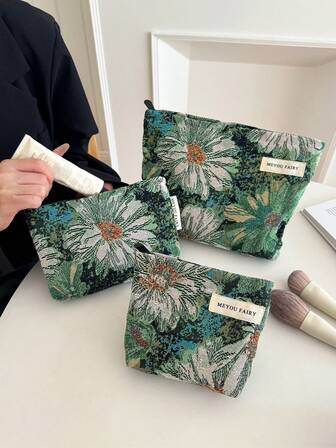 MEYOU FAIRY Makeup Bag, Portable Hand-Held Bag, Storage Bag, Toiletry Bag, Large Capacity Makeup Bag, Cosmetics Storage Tissue Storage, Essential Travel Bag, Storage Bag, Women's And Girls' Sanitary Napkin Storage Bag, Student Pencil Case, Inner Bag, Zip Cord Hand-Held Storage Bag, With Zipper