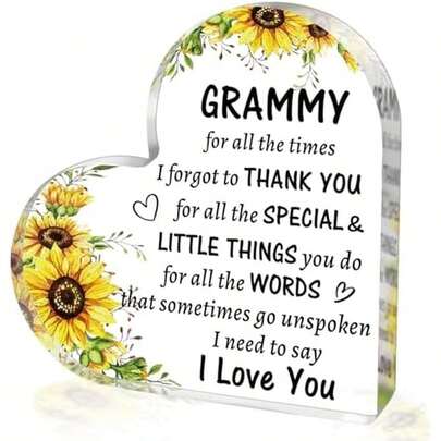 Birthday Gifts For Grandma From Grandkids, To My Grandma Acrylic Heart Sign Paperweight Presents, Christmas Mothers Day Valentines Day Gifts For Grandma Grandmother