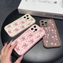 La carcasa del teléfono anti - caída simple y de moda está hecha de material tpu con un patrón de lazo para iPhone 17, 16, 15, 14, 13, 12, 11 Pro / air / xR / XS y samsungs25 / S24 / S23 / S22 / Fe / plus, que ofrece protección de amortiguación. Regalos para amigos y San valentín. - Negro - Ver 3