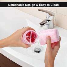 Estilo7CDXD Portacepillos De Dientes De Viaje, Desmontable 3 En 1, Estuche De Cepillo Para Polvo De Dientes De Viaje, Compartimento Organizador De Encimera De BañO, Bandeja Organizadora De Cambiador, CajaVersióN Mejorada - Rosa01 - Ver 3